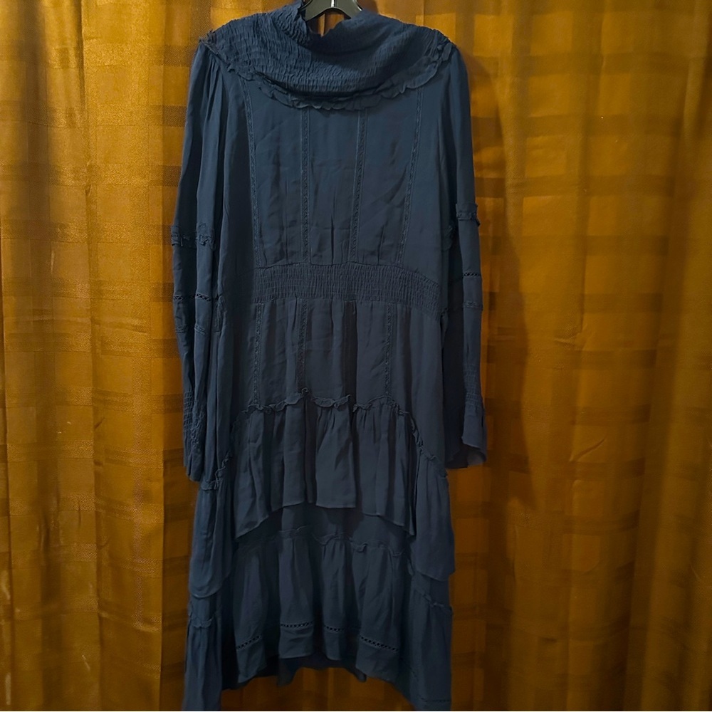 Love Sam Anthropologie, Dark Blue Tiered Maxi Dress size large